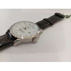 VINTAGE Mondia ανδρικό ρολόι με ασημένιο καντράν και μαύρο δερμάτινο λουράκι (VIN39)